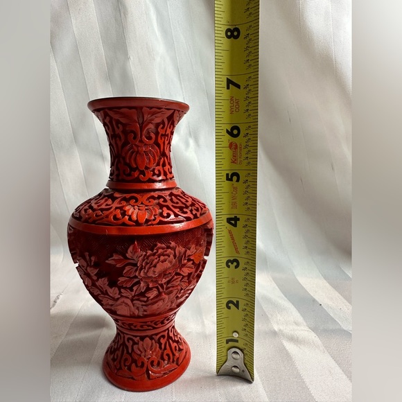 Vintage Cinnabar Blue Enamel Brass Vase. Approximate height 6.5” - Picture 6 of 8